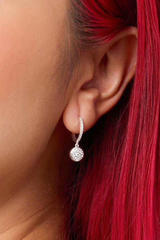 Sparkle Bezel Hoop Earrings - White - WHT