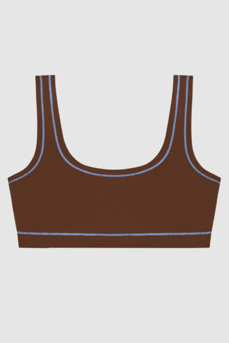 Sporty Bralette - Brown / Sky Blue - BRNB