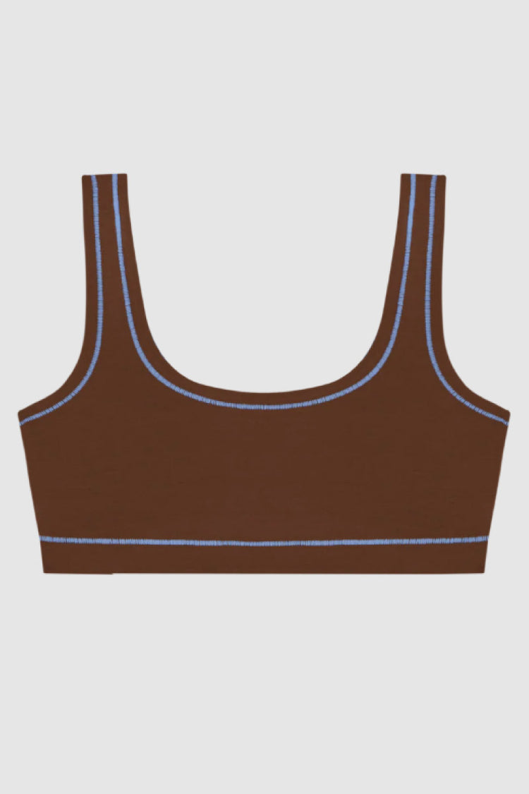 Sporty Bralette - Brown / Sky Blue - BRNB