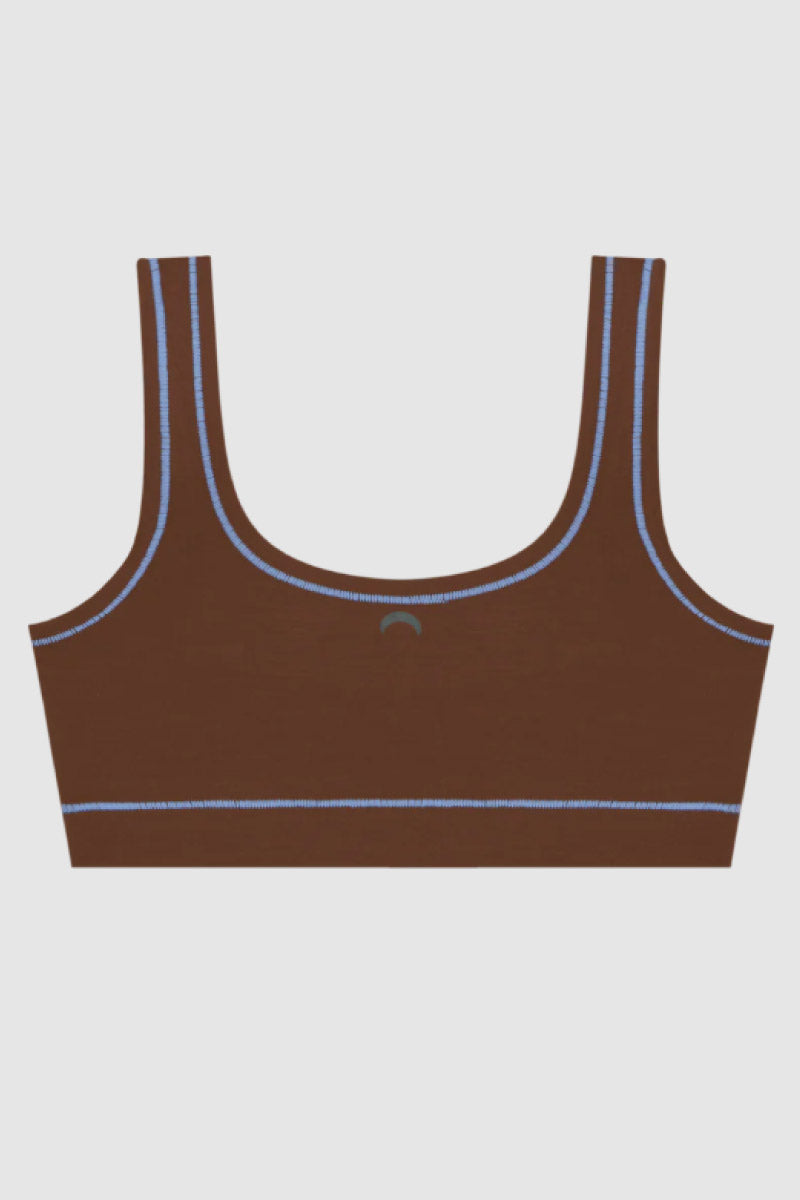 Sporty Bralette - Brown / Sky Blue - BRNB