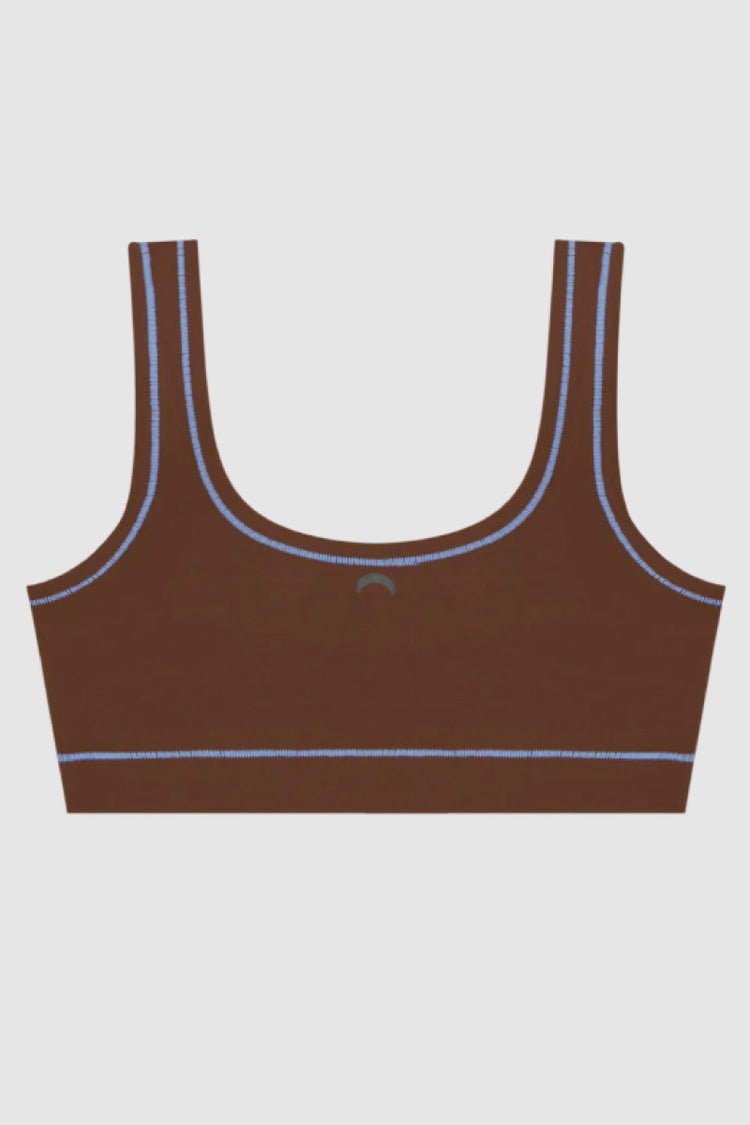Sporty Bralette - Brown / Sky Blue - BRNB