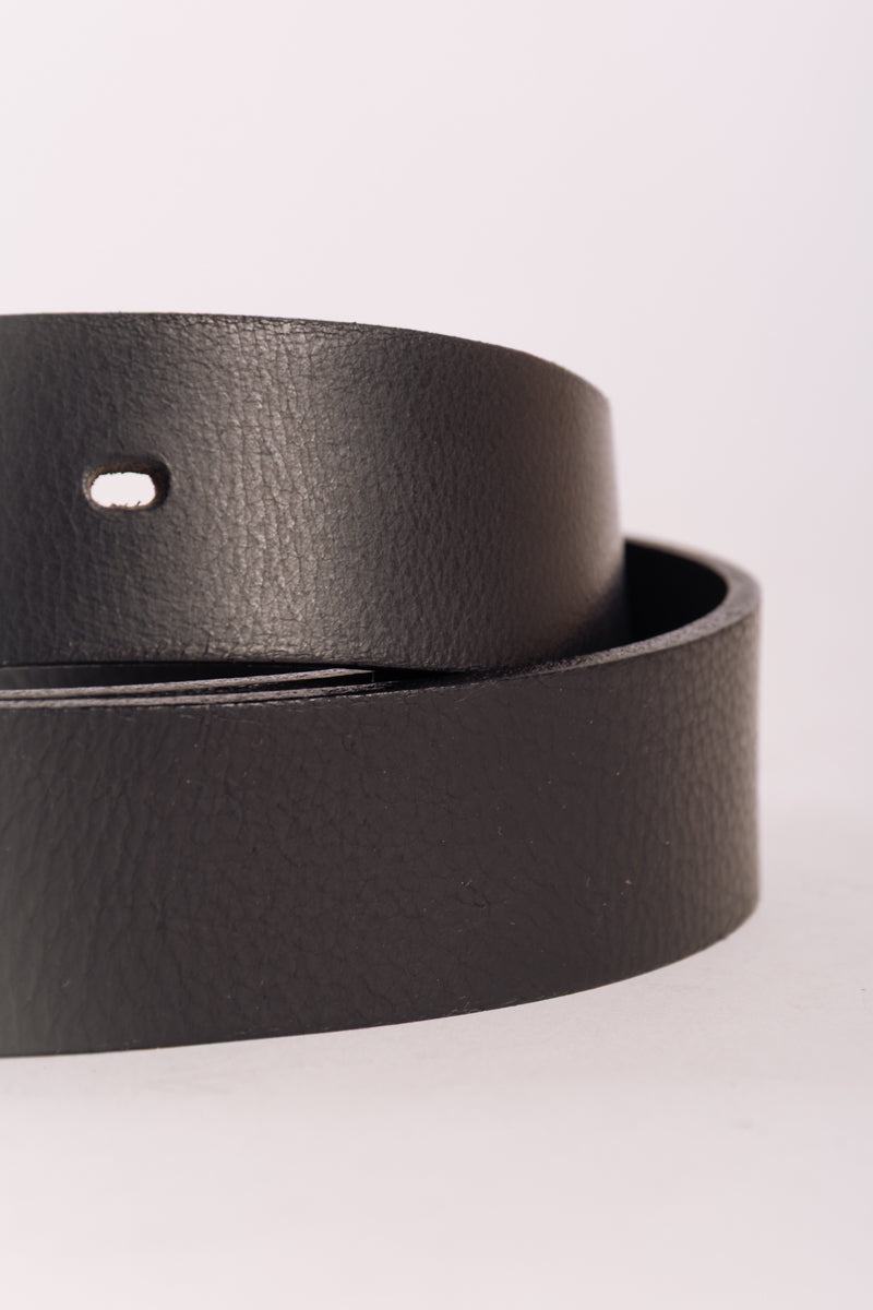Square Buckle Leather Belt - BLK