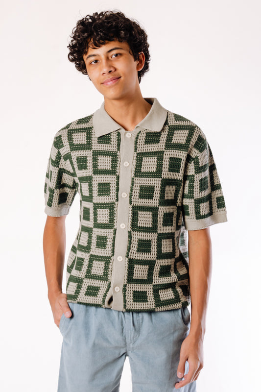 Square Crochet Button Up Shirt - SAG
