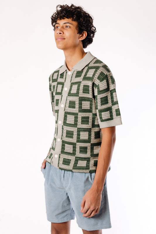 Square Crochet Button Up Shirt - SAG
