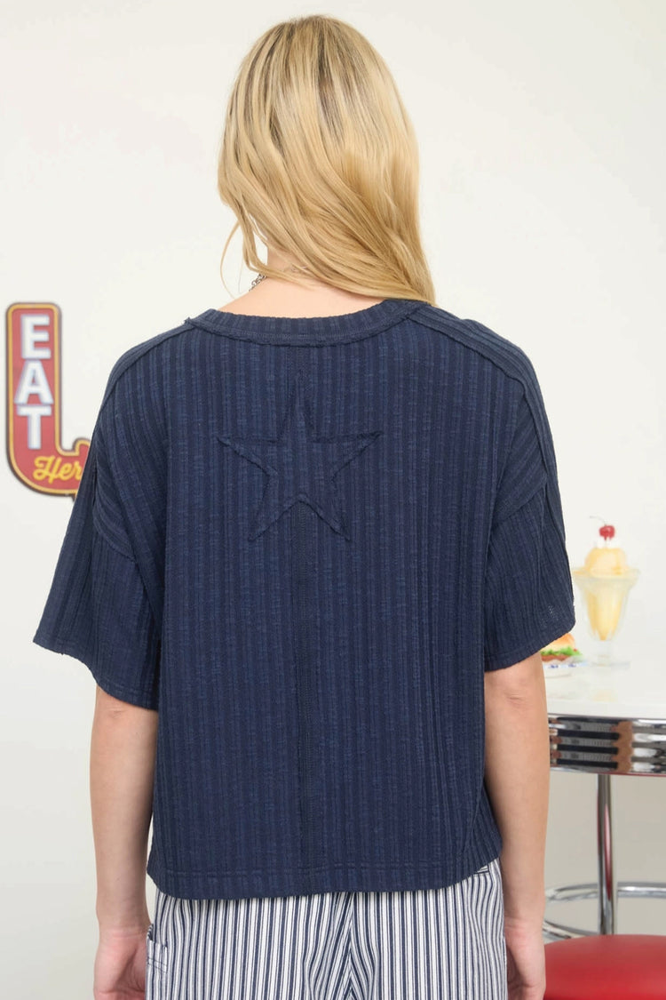 Star Patch Top - NVY