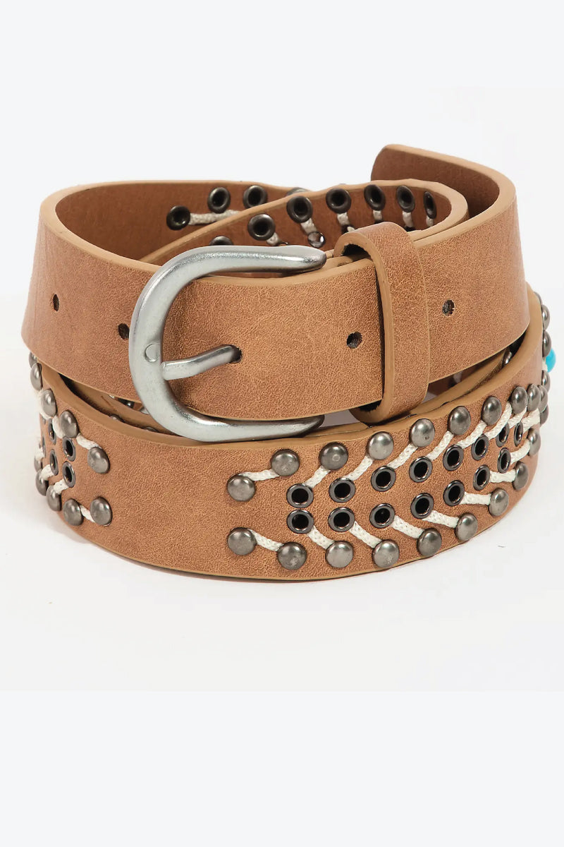 Stitched Western Belt - BRN