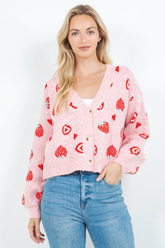 Strawberries Cardigan - PNK
