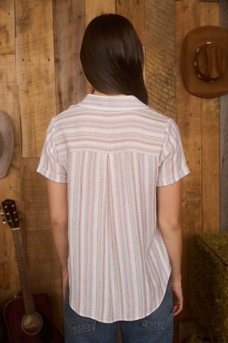 Stripe Button-Down Top - NAT