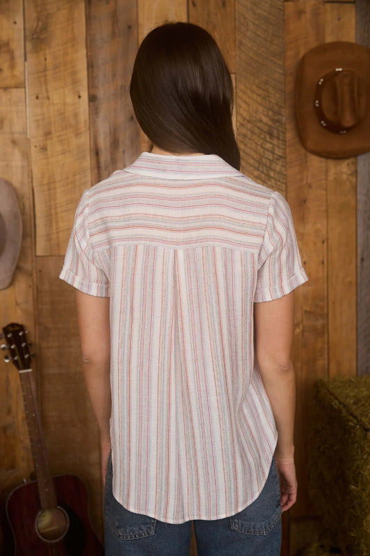 Stripe Button-Down Top - NAT