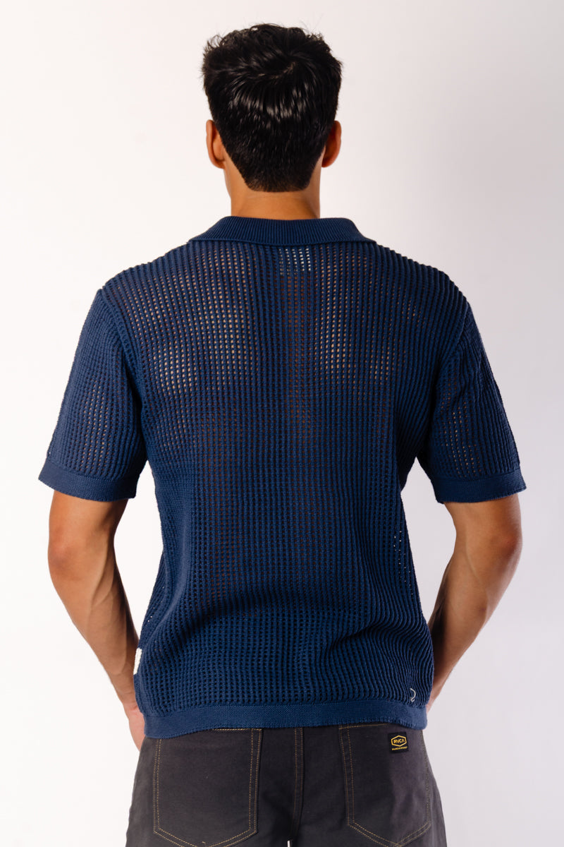 Stripe Crochet Button Up Shirt - DNM