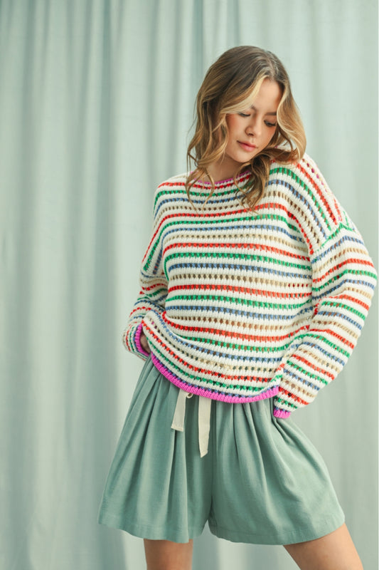 Stripe Crochet Sweater - MAG