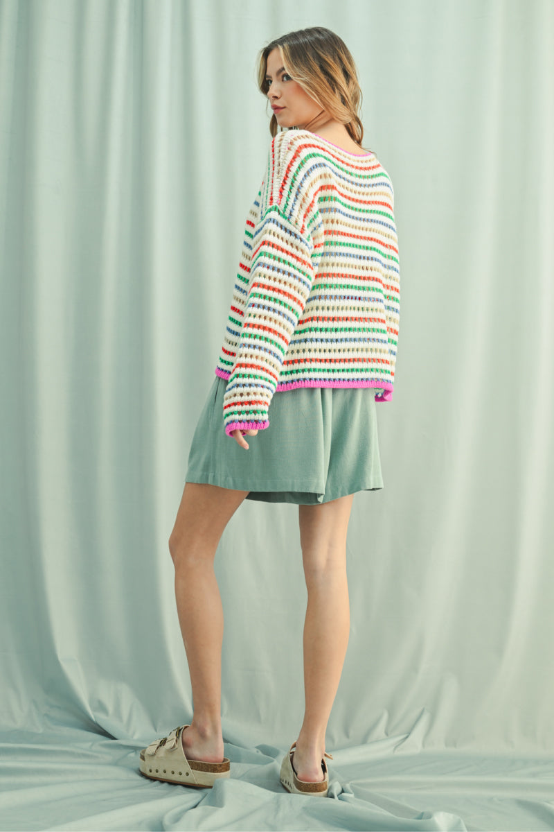 Stripe Crochet Sweater - MAG