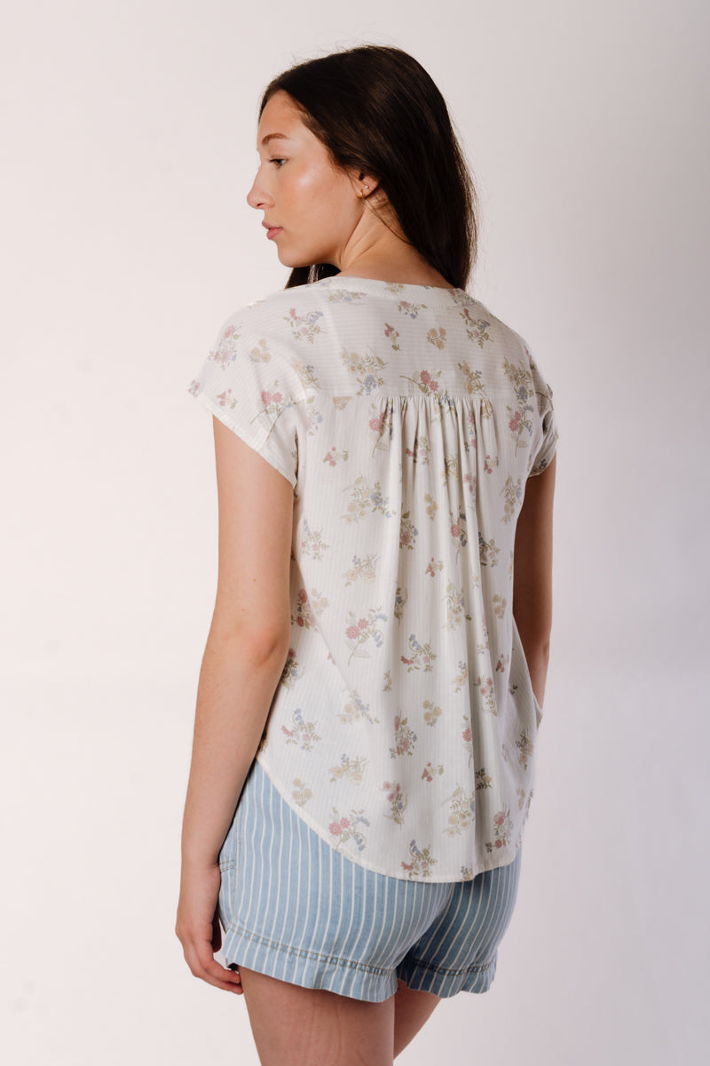Stripe Floral Button Blouse - OFW