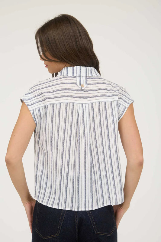 Striped Button-Down Shirt - NVY