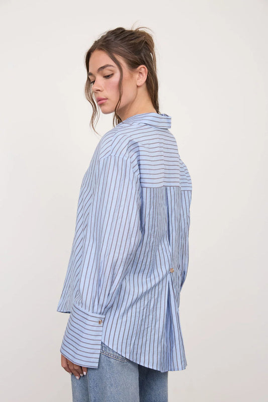 Striped Button Up Shirt - BLU