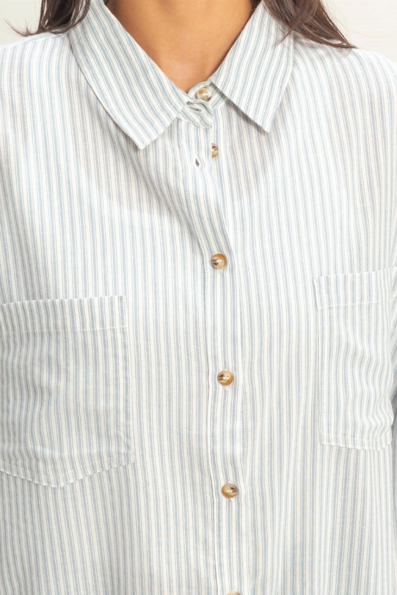 Striped Button Up Shirt - BLU