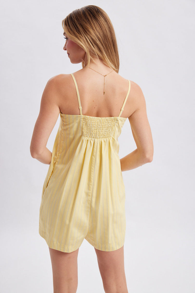 Striped Cami Romper - YEL