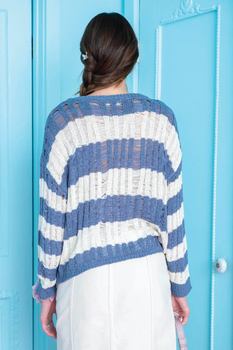 Striped Ladder Sweater - BLU