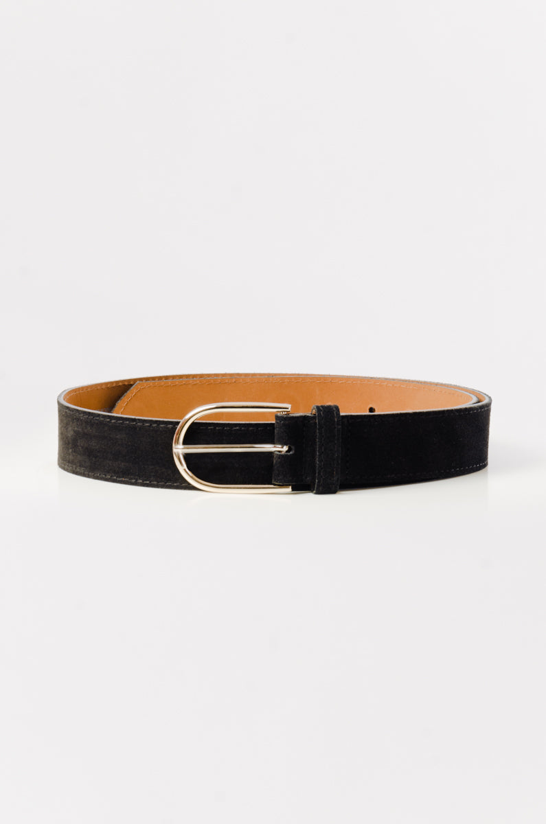 Suede Belt with Nickel Buckle