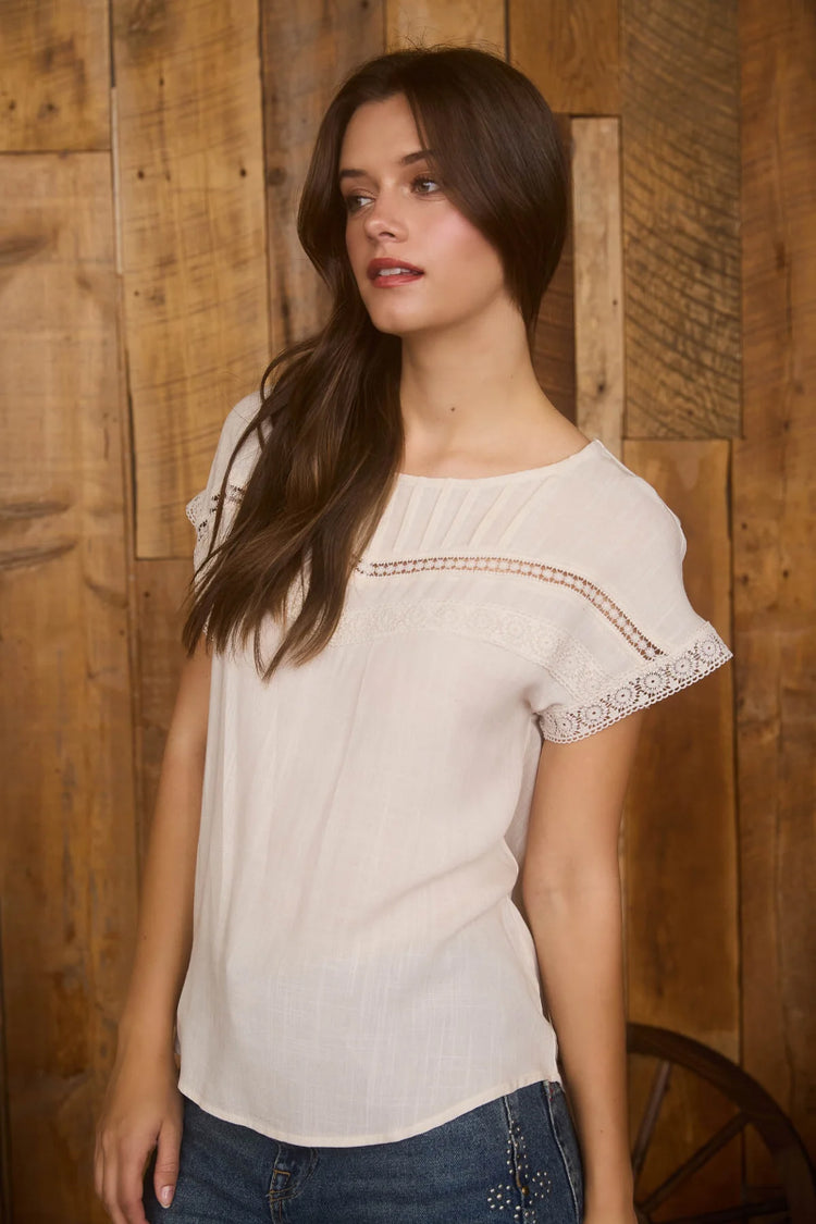Summer Rewind Lace Trim Top - OAT