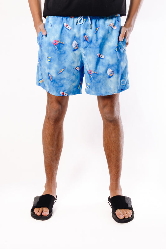 Surfers & Sharks Swim Shorts - BLU