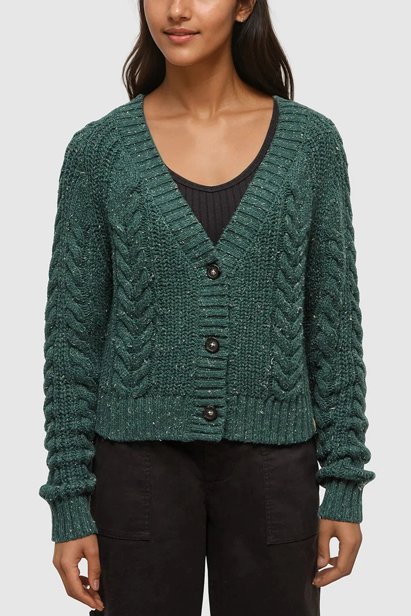 Stillwater Fleck Cardigan - GRN