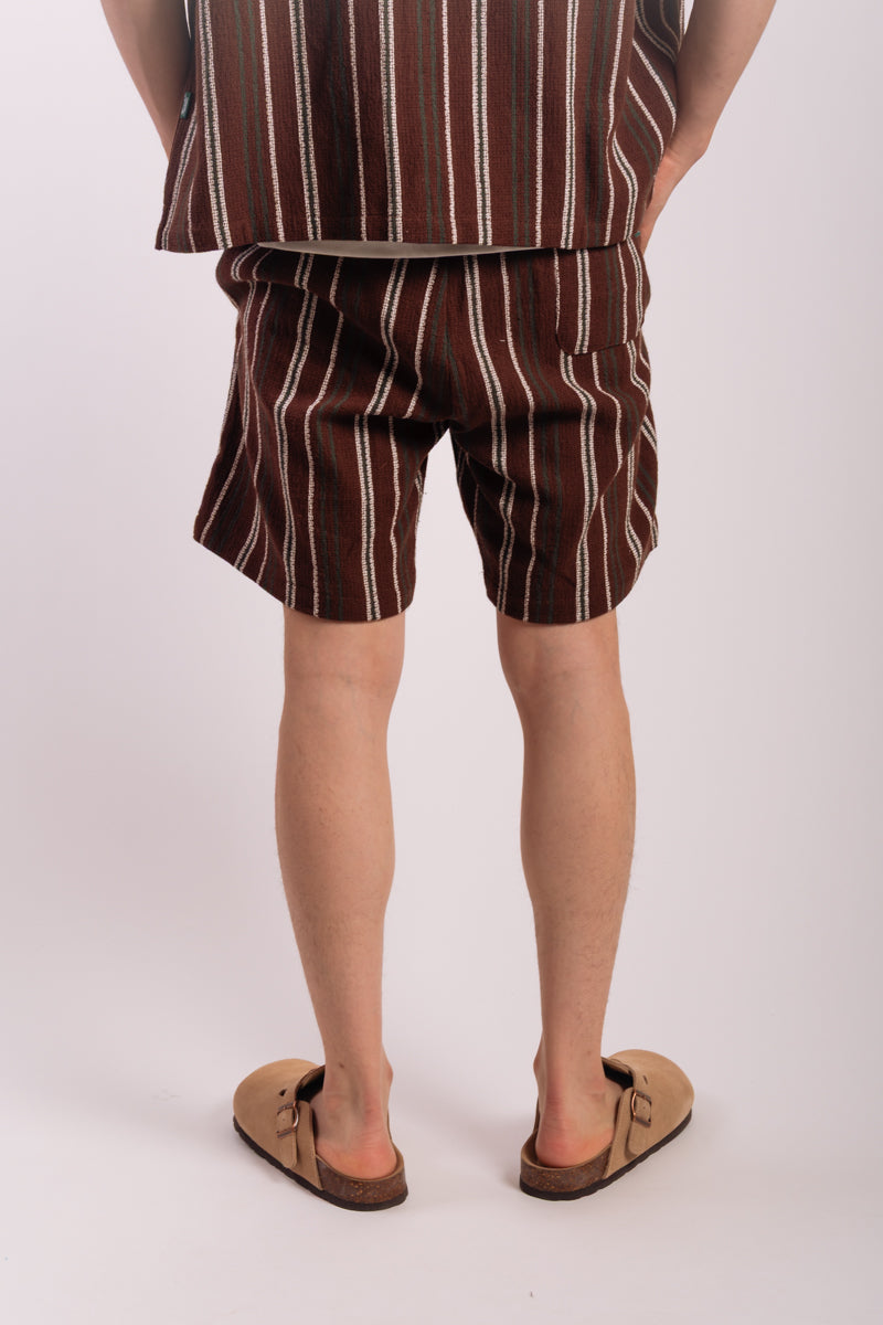 Textured Stripe Shorts - BRN