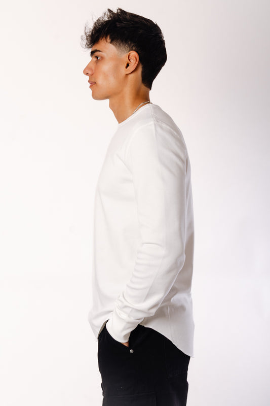 Thermal Waffle Hi-Lo Long Sleeve - WHT