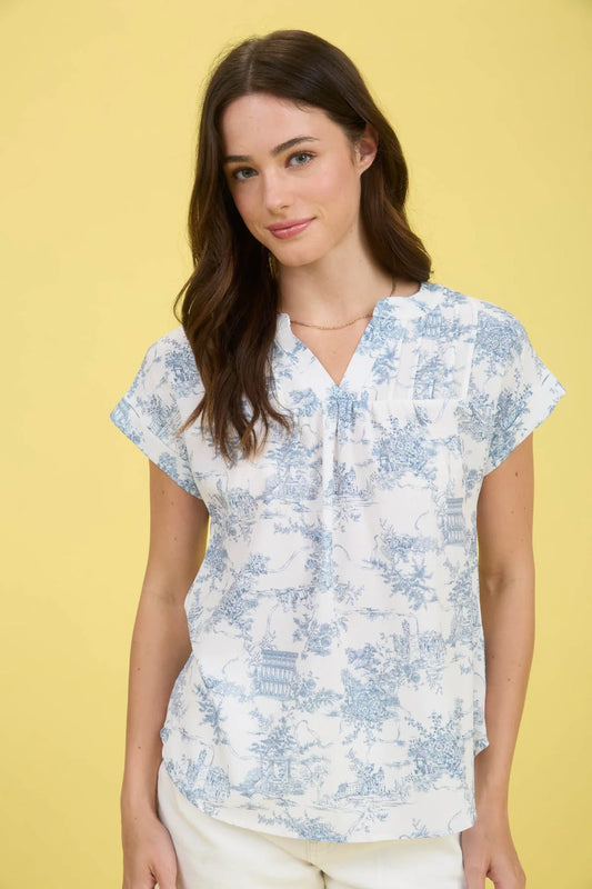 Toile Print Blouse - BLU