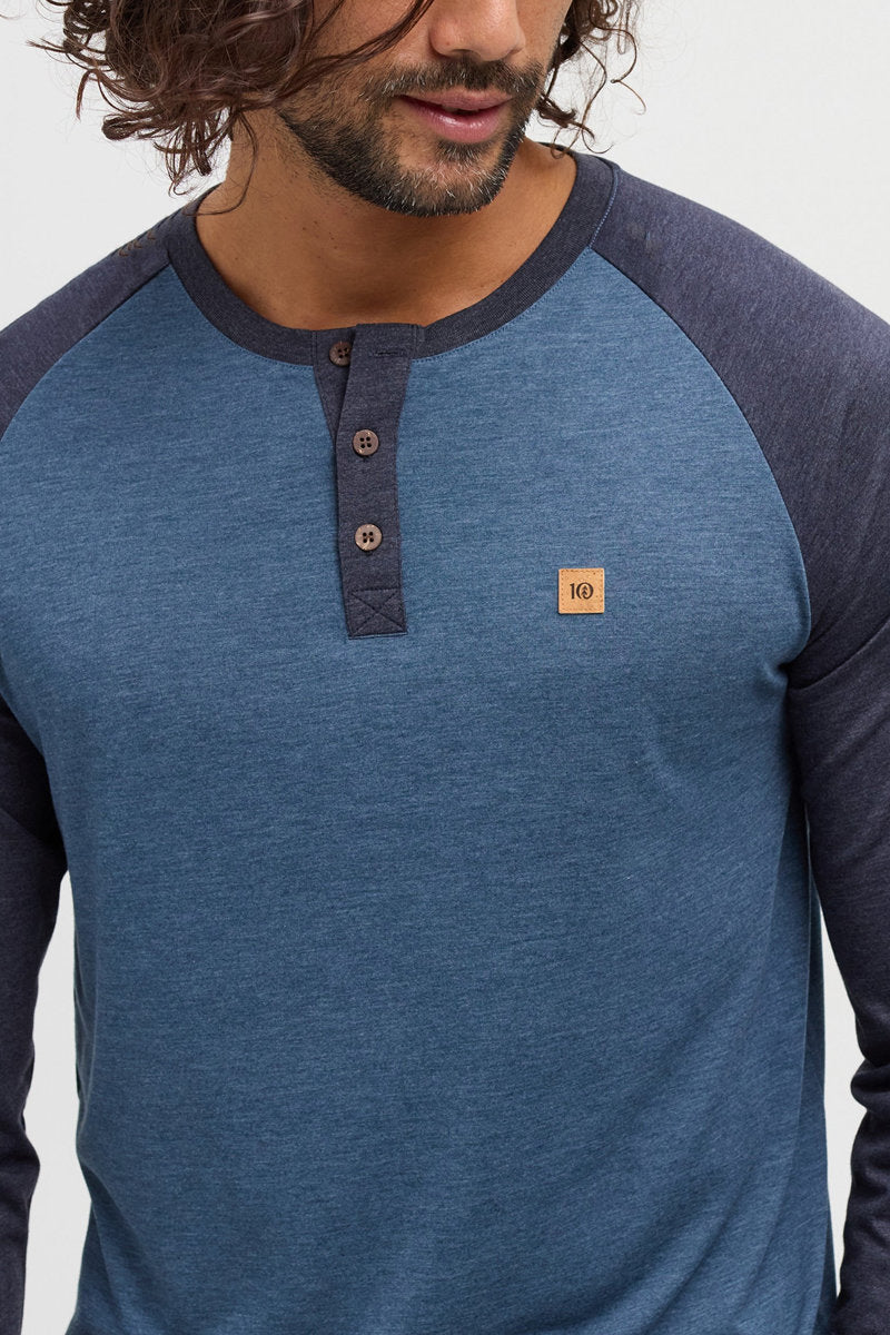 TreeBlend Baker Henley - BLU