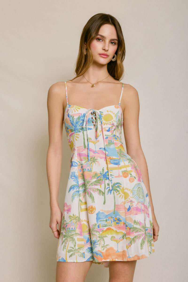 Tropical Print Mini Dress - COA
