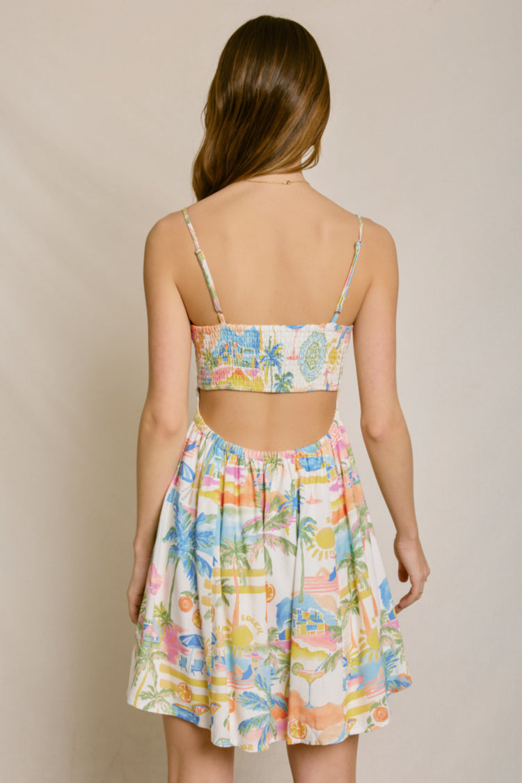 Tropical Print Mini Dress - COA