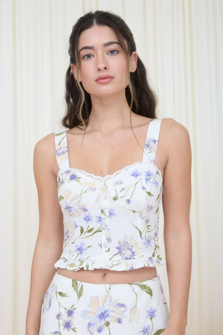 Tropical Secret Linen Corset Top - IVR