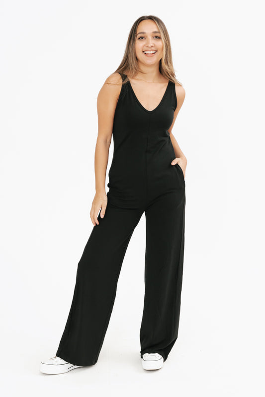 Tuesday Wide Leg Romper - BLK