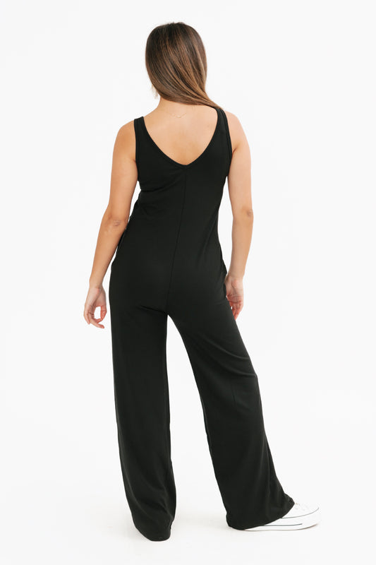 Tuesday Wide Leg Romper - BLK
