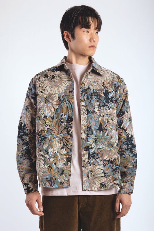 Unisex Floral Tapestry Shirt Jacket - BLU