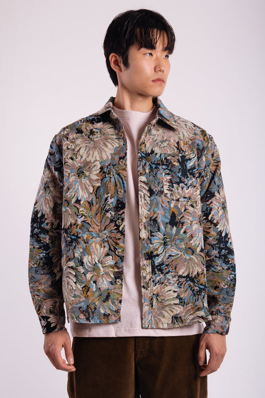 Unisex Floral Tapestry Shirt Jacket - BLU