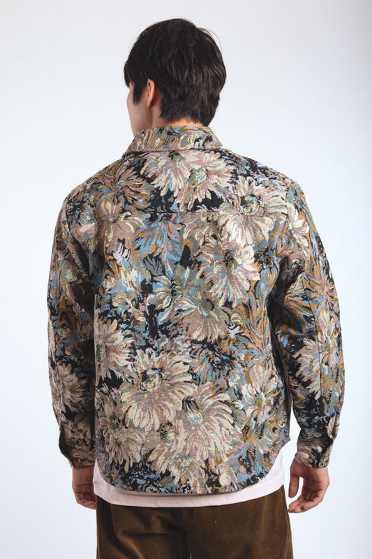 Unisex Floral Tapestry Shirt Jacket - BLU