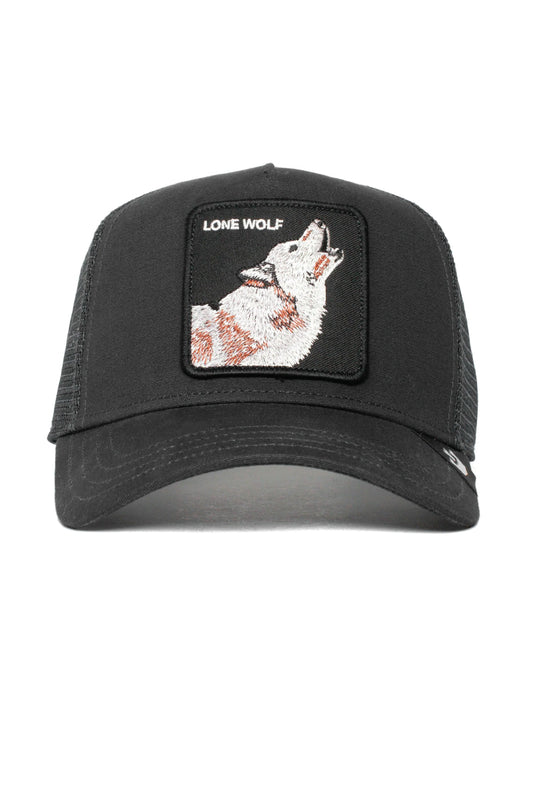 Unisex Lone Wolf Trucker Hat - BLK