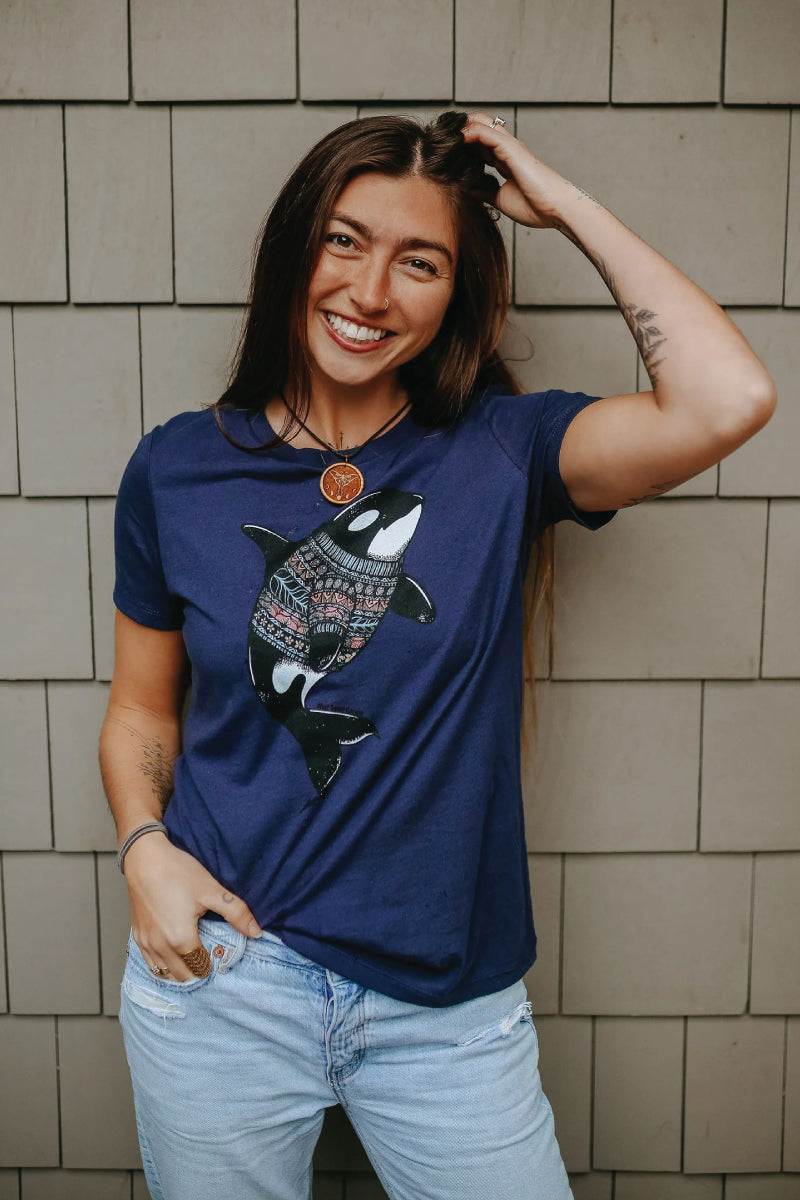 Unisex Orca Sweater Tee - NVY