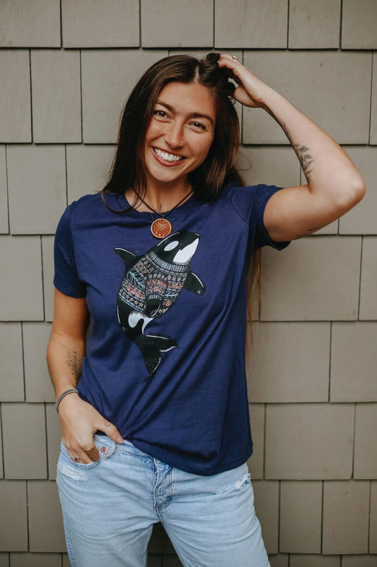 Unisex Orca Sweater Tee - NVY