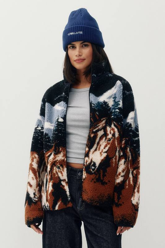Unisex Printed Sherpa Jacket - TOB