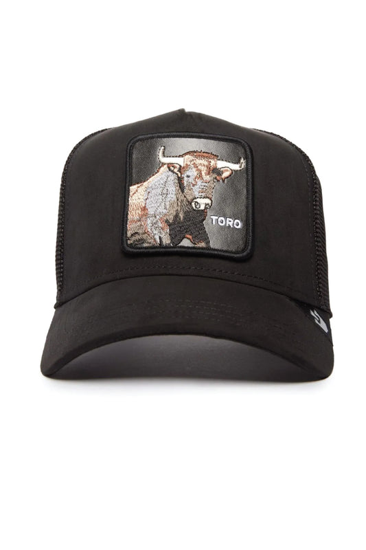 Unisex Suede Bull Trucker Hat - BLK