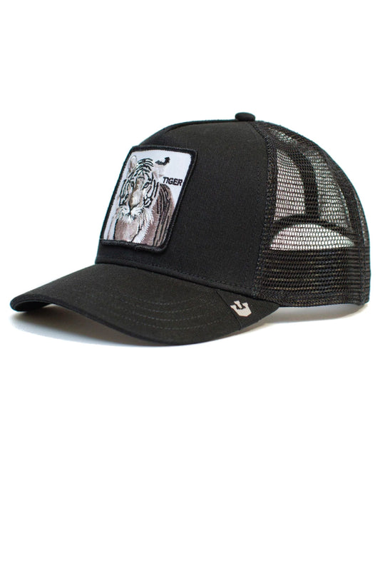 Unisex White Tiger Trucker Hat - BLK