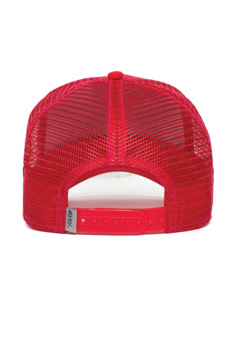 Unisex White Tiger Trucker Hat - RED