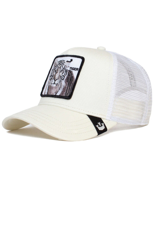 Unisex White Tiger Trucker Hat - WHI