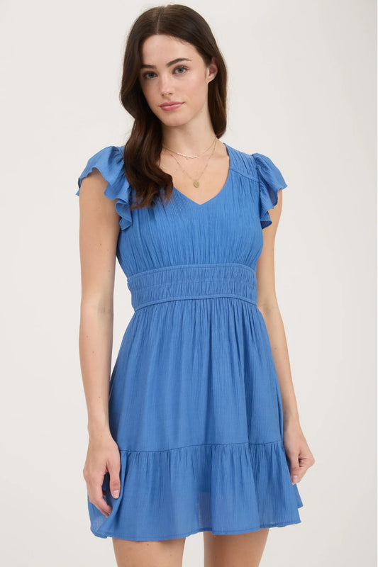 Skydrop Shirred Mini Dress - DUS