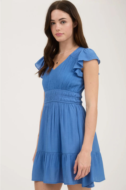 Skydrop Shirred Mini Dress - DUS