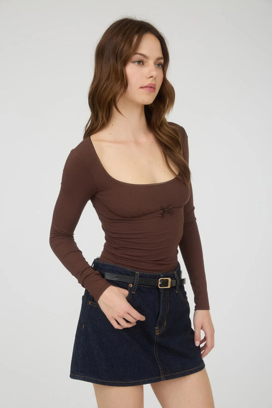 Vanessa Long Sleeve Top - BRN
