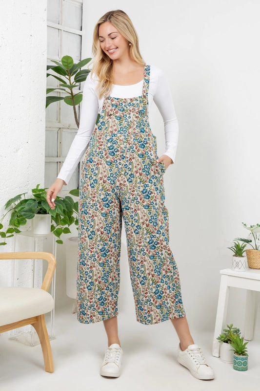 Vintage Floral Overalls - BLU